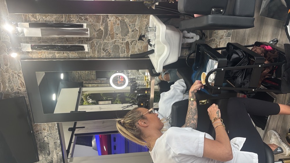 Hair styling in the studio